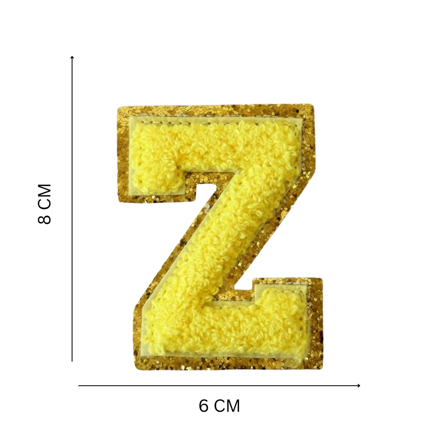 Iron On/Sew On Patch - Glitter Gold Edge Colorful Embroidered Letter "Z''