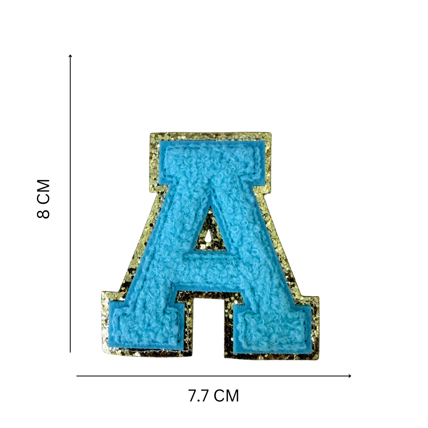 Iron On/Sew On 8cm Glitter Gold Edge Colorful Embroidered Letter "A"