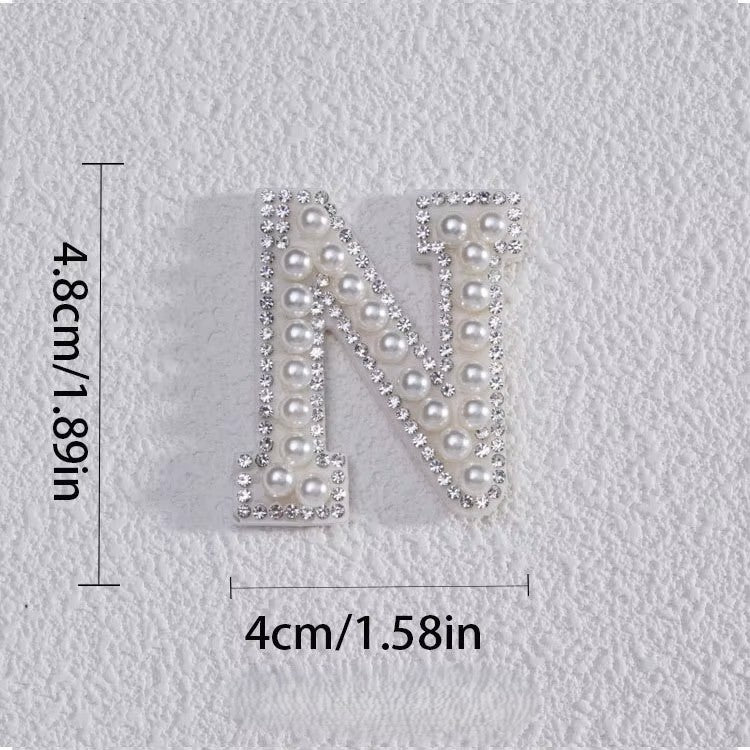 Self-Adhesive 4.5CM Pearl Rhinestone Alphabet Patch – A–Z Fabric Letter Stickers for DIY Bags, Clothes & Decoration