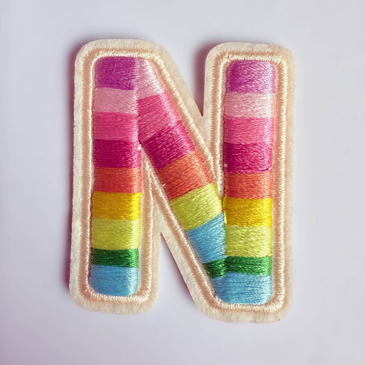 Iron-On/Self-Adhesive Exquisite 3D Stereo Embroidery Colorful Letter Patches, Full Set A-Z, Size 5.5 cm (2.17 inches) approximately