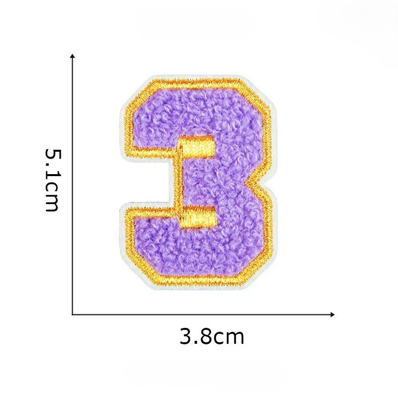 Iron On/Sew On - Gold Edge Chenille Number Patch
