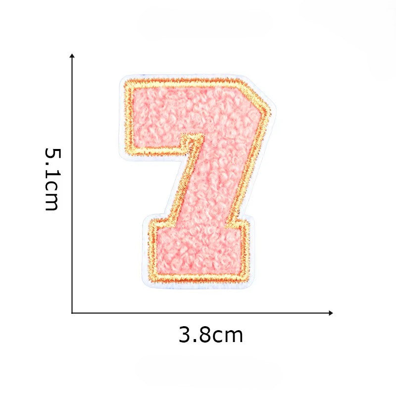 Iron On/Sew On - Gold Edge Chenille Number Patch