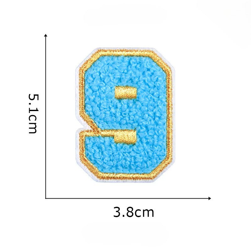 Iron On/Sew On - Gold Edge Chenille Number Patch
