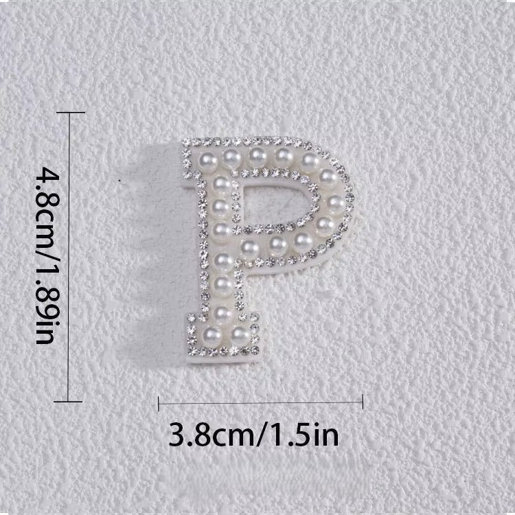 Self-Adhesive 4.5CM Pearl Rhinestone Alphabet Patch – A–Z Fabric Letter Stickers for DIY Bags, Clothes & Decoration