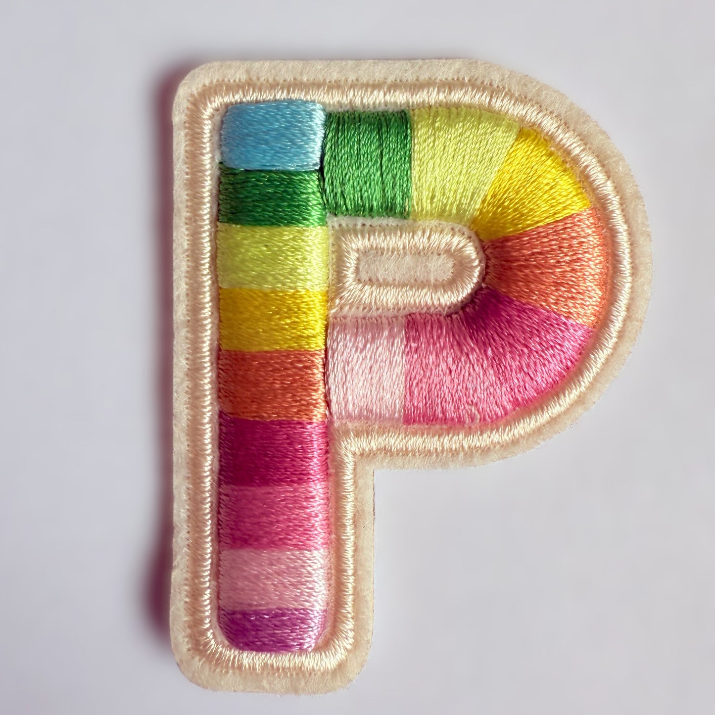 Iron-On/Self-Adhesive Exquisite 3D Stereo Embroidery Colorful Letter Patches, Full Set A-Z, Size 5.5 cm (2.17 inches) approximately