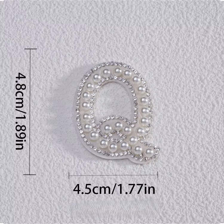 Self-Adhesive 4.5CM Pearl Rhinestone Alphabet Patch – A–Z Fabric Letter Stickers for DIY Bags, Clothes & Decoration