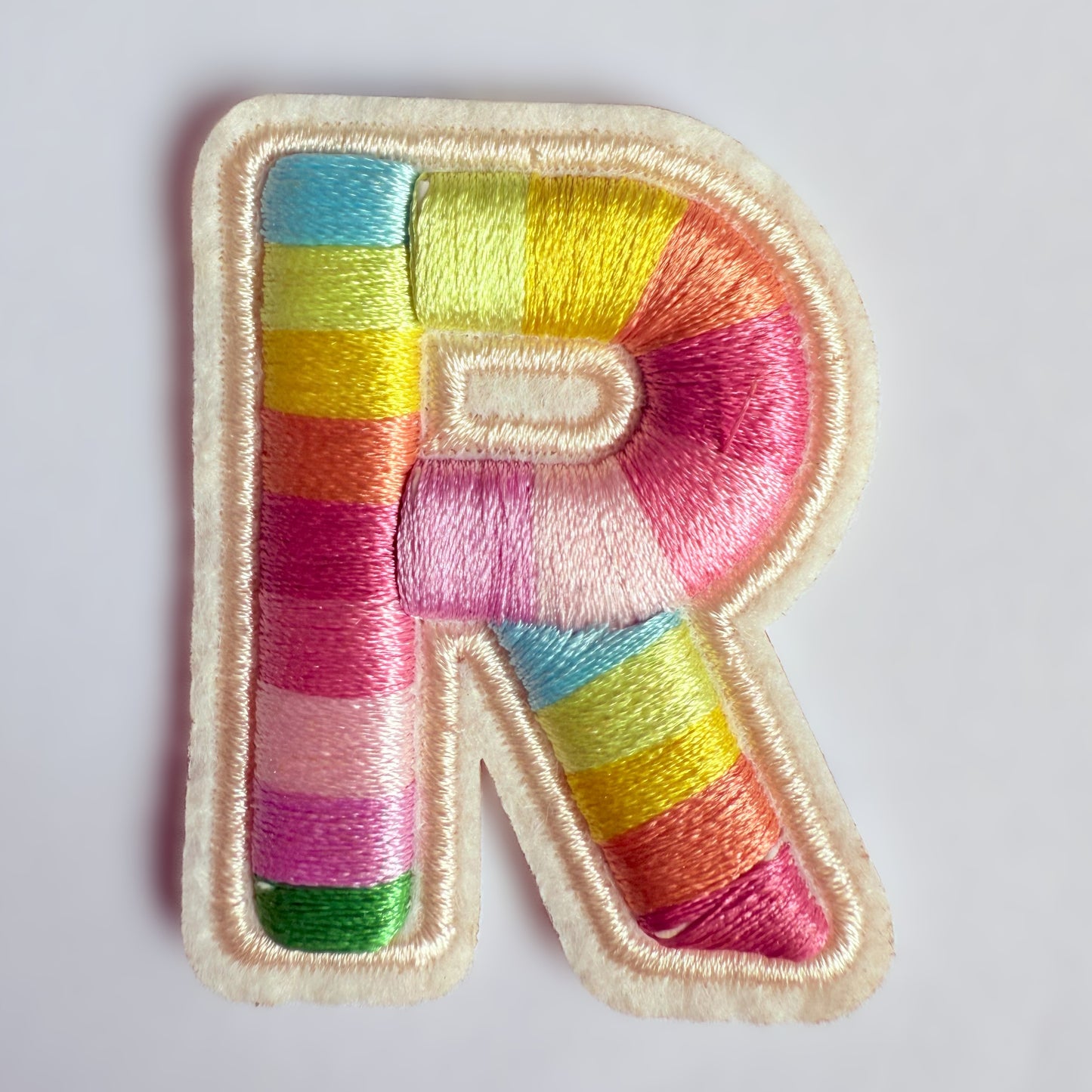 Iron-On/Self-Adhesive Exquisite 3D Stereo Embroidery Colorful Letter Patches, Full Set A-Z, Size 5.5 cm (2.17 inches) approximately