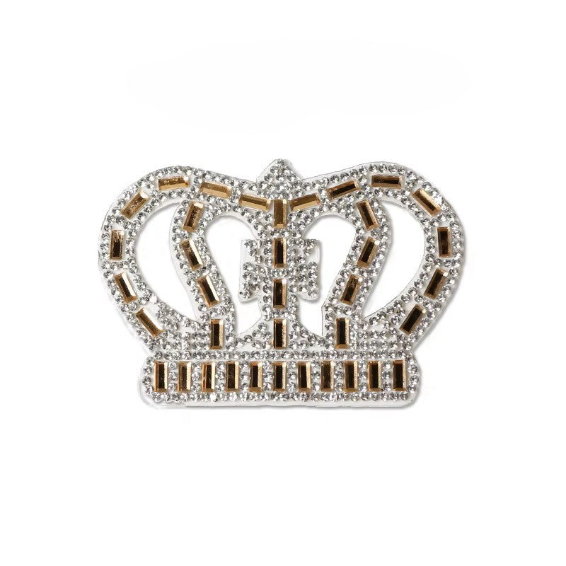 Iron on Patch - Crown Rhinestone, Crystal Crown, Royal Crown, Queen Crown, Princess Crown, DIY Birthday Crown