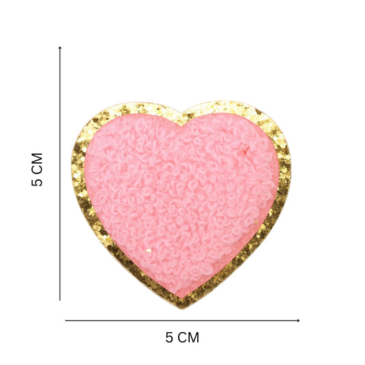 Chenille Furry Heart Iron On Patches