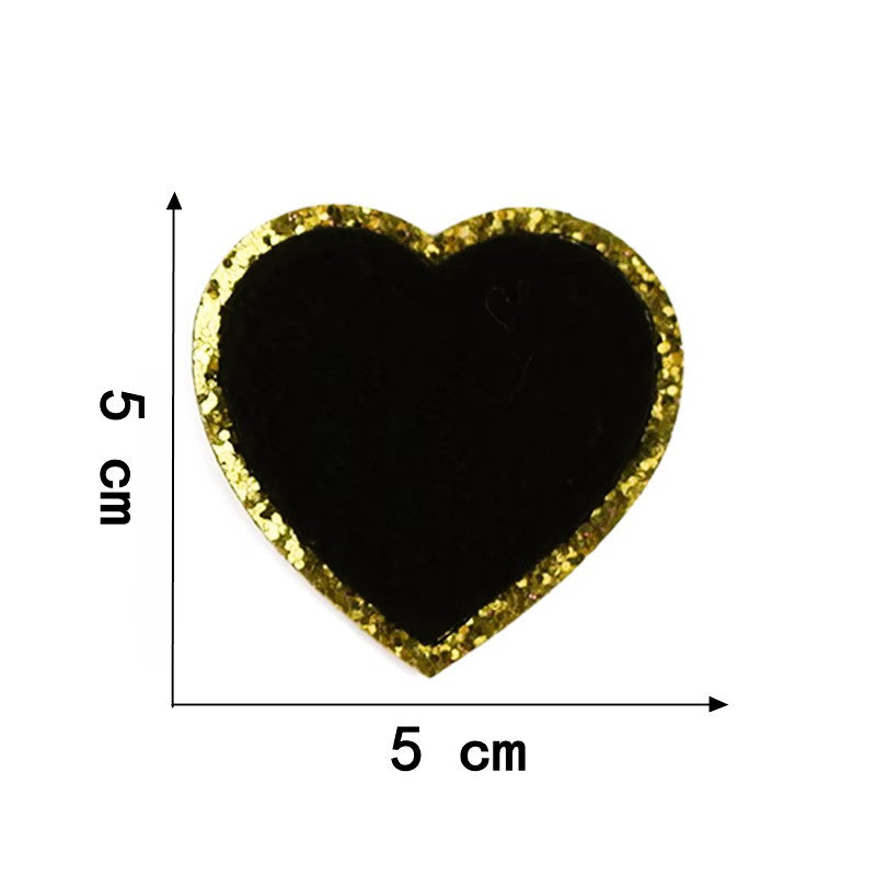 Iron-on/Sew-on Colorful Chenille Heart Patch – 5 cm x 5 cm Soft Towel Texture for Jackets, Bags, Hoodies & DIY Crafts