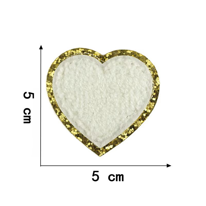 Iron-on/Sew-on Colorful Chenille Heart Patch – 5 cm x 5 cm Soft Towel Texture for Jackets, Bags, Hoodies & DIY Crafts