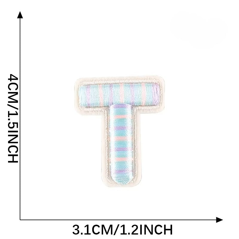 Iron-On Pastel Blue Letter Patch – 4cm 3D Embroidery