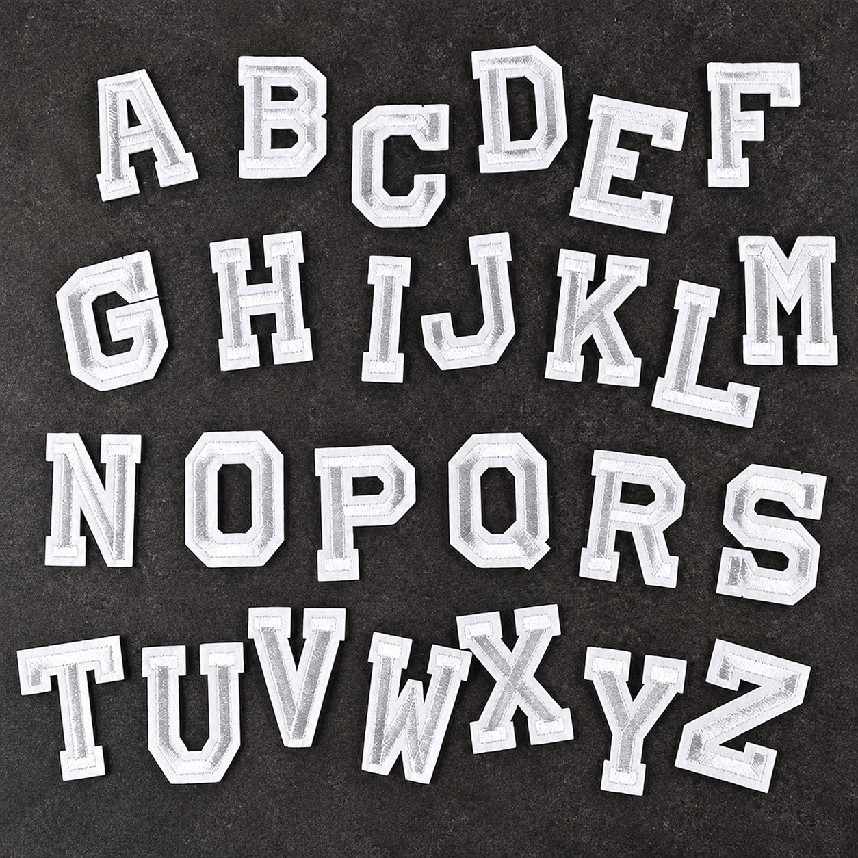 Iron On/ Sew On Varsity Letter Patches - Black & White