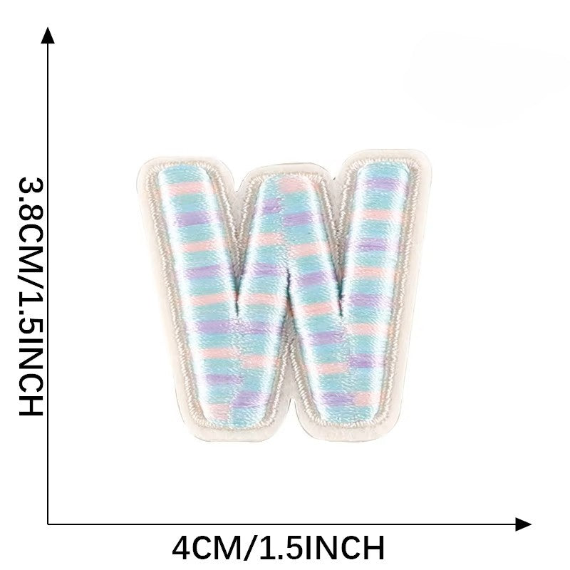 Iron-On Pastel Blue Letter Patch – 4cm 3D Embroidery