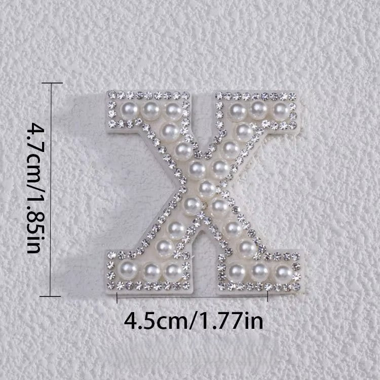 Self-Adhesive 4.5CM Pearl Rhinestone Alphabet Patch – A–Z Fabric Letter Stickers for DIY Bags, Clothes & Decoration
