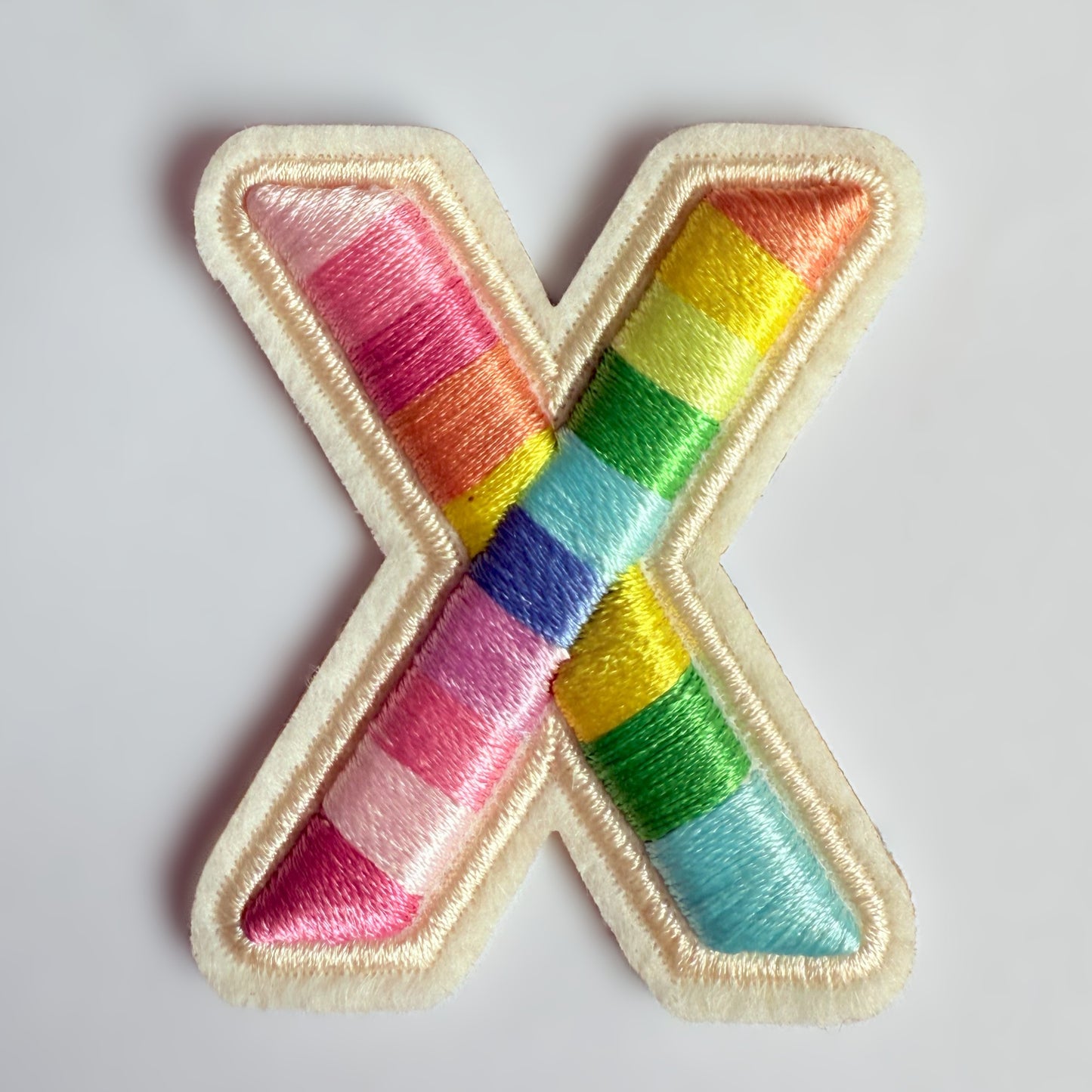 Iron-On/Self-Adhesive Exquisite 3D Stereo Embroidery Colorful Letter Patches, Full Set A-Z, Size 5.5 cm (2.17 inches) approximately