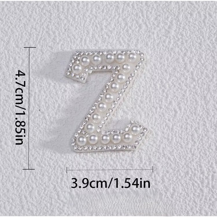 Self-Adhesive 4.5CM Pearl Rhinestone Alphabet Patch – A–Z Fabric Letter Stickers for DIY Bags, Clothes & Decoration