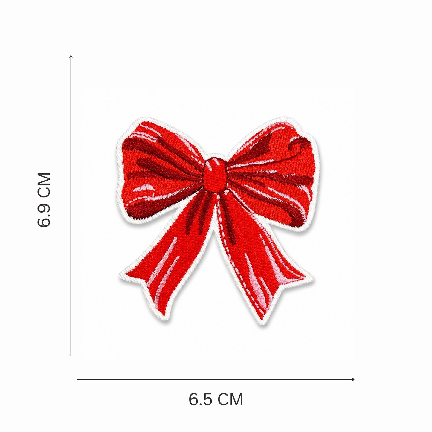 Classic Red Bow Embroidered Iron On Patch