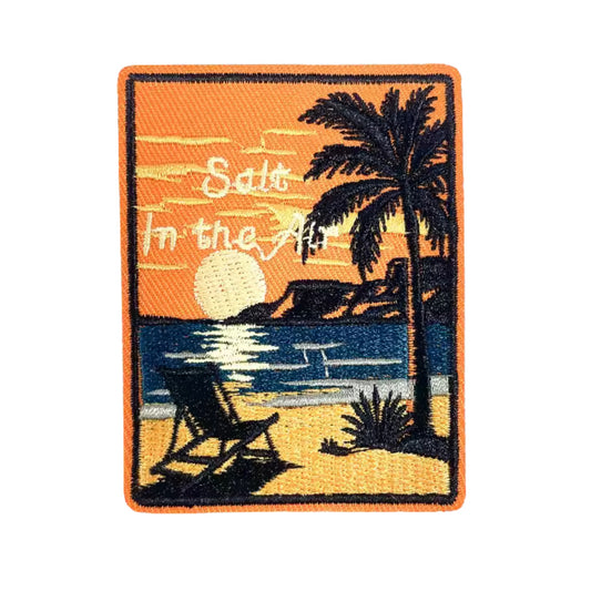 Tropical Palm Sunset Beach Iron On Patch Salt In The Air