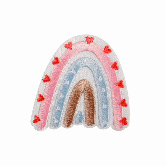 Pastel Rainbow Heart Embroidered Iron On Patch
