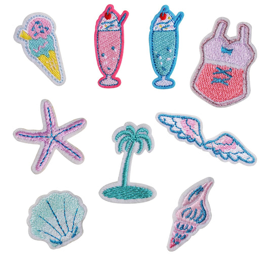 Mini Embroidered Self-Adhesive Patches – Cute Summer & Beach Designs