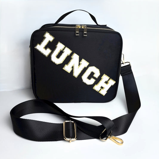 Kids’ Insulated Nylon Lunch Bag – Customizable with Patches & Fun Details ''Black''