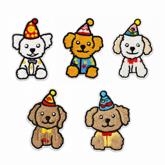 Birthday Dog Iron-On Embroidered Patch