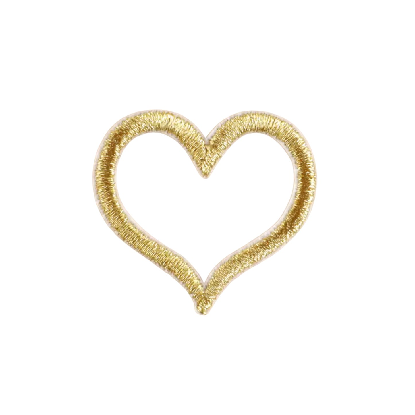 Gold Heart Embroidered Iron On Patch