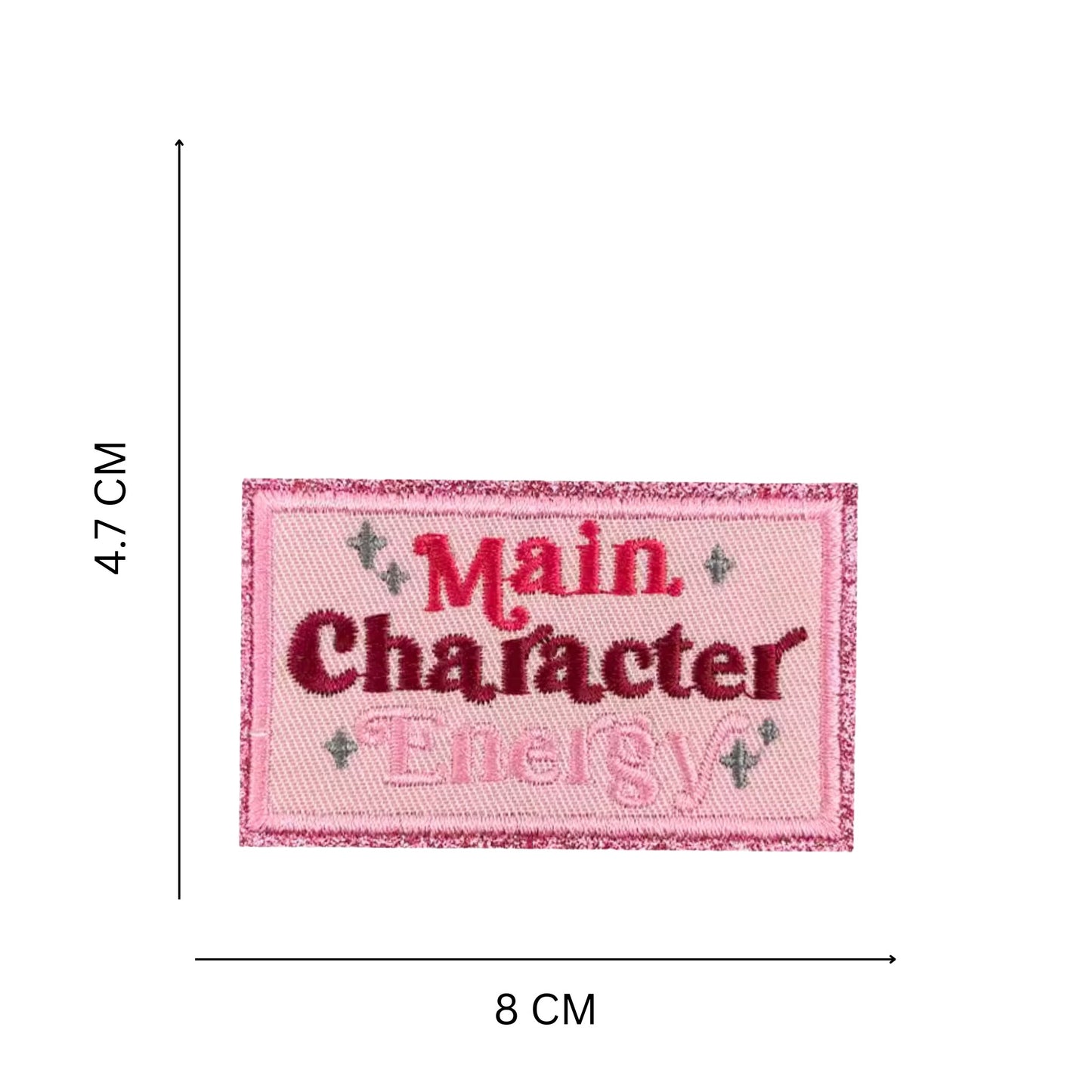 ''Main Character Energy'' Embroidered Iron On Patch in Pink Tones