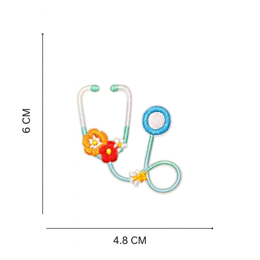 Stethoscope with Flowers Embroidery Patch for Jackets Bags and DIY Craft Projects