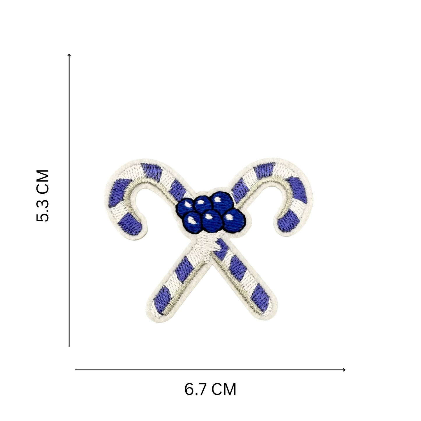 Blue & White Candy Cane Embroidered Patch