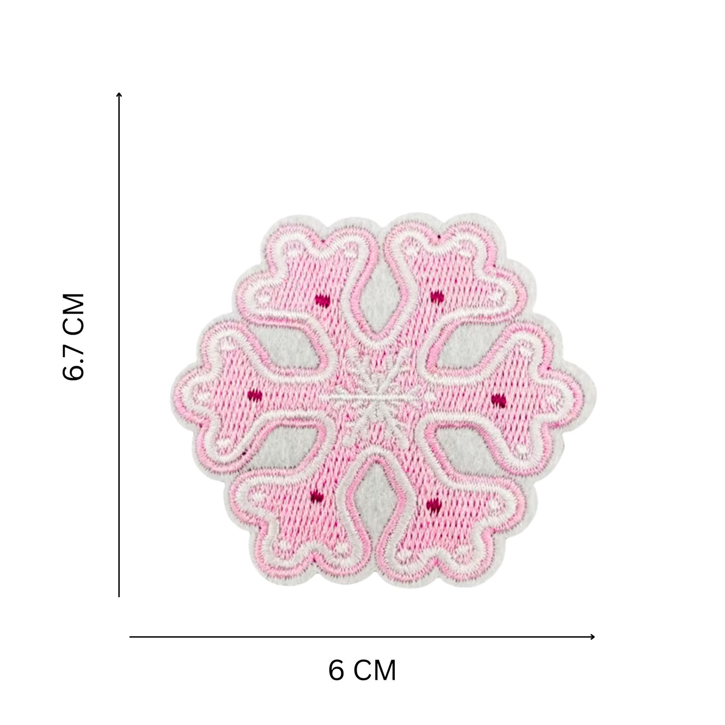 Pink Snowflake Iron-On Patch – Embroidered Christmas & Winter Patch