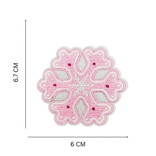 Pink Snowflake Iron-On Patch – Embroidered Christmas & Winter Patch