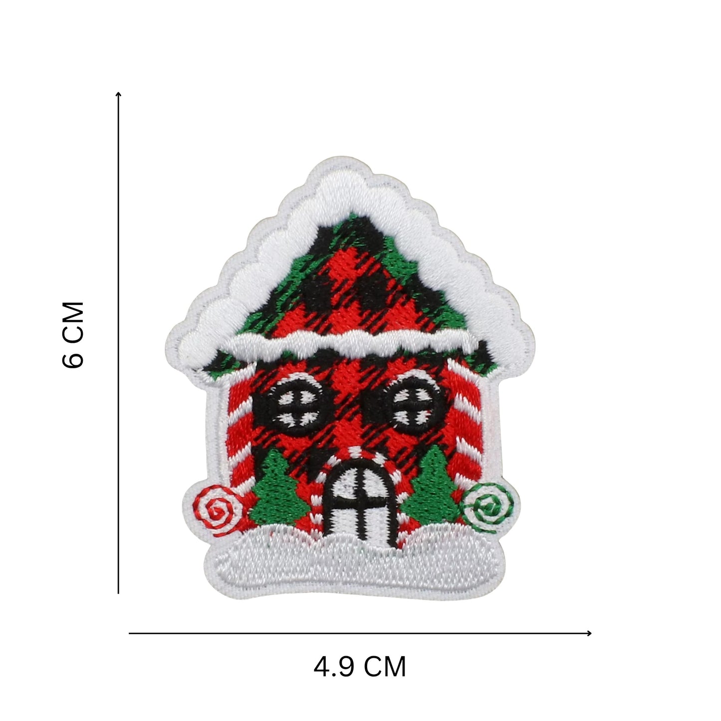 Christmas Iron-On Patches – Red & Green Plaid Embroidered Festive Designs