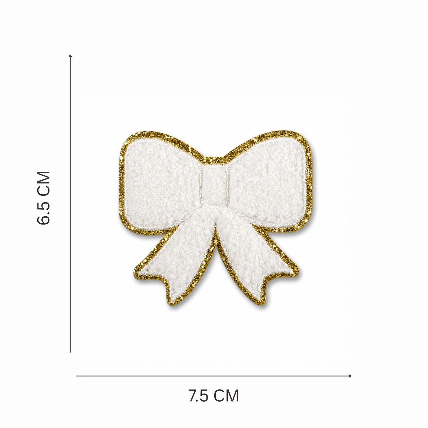 White Bow Chenille Iron On Patch