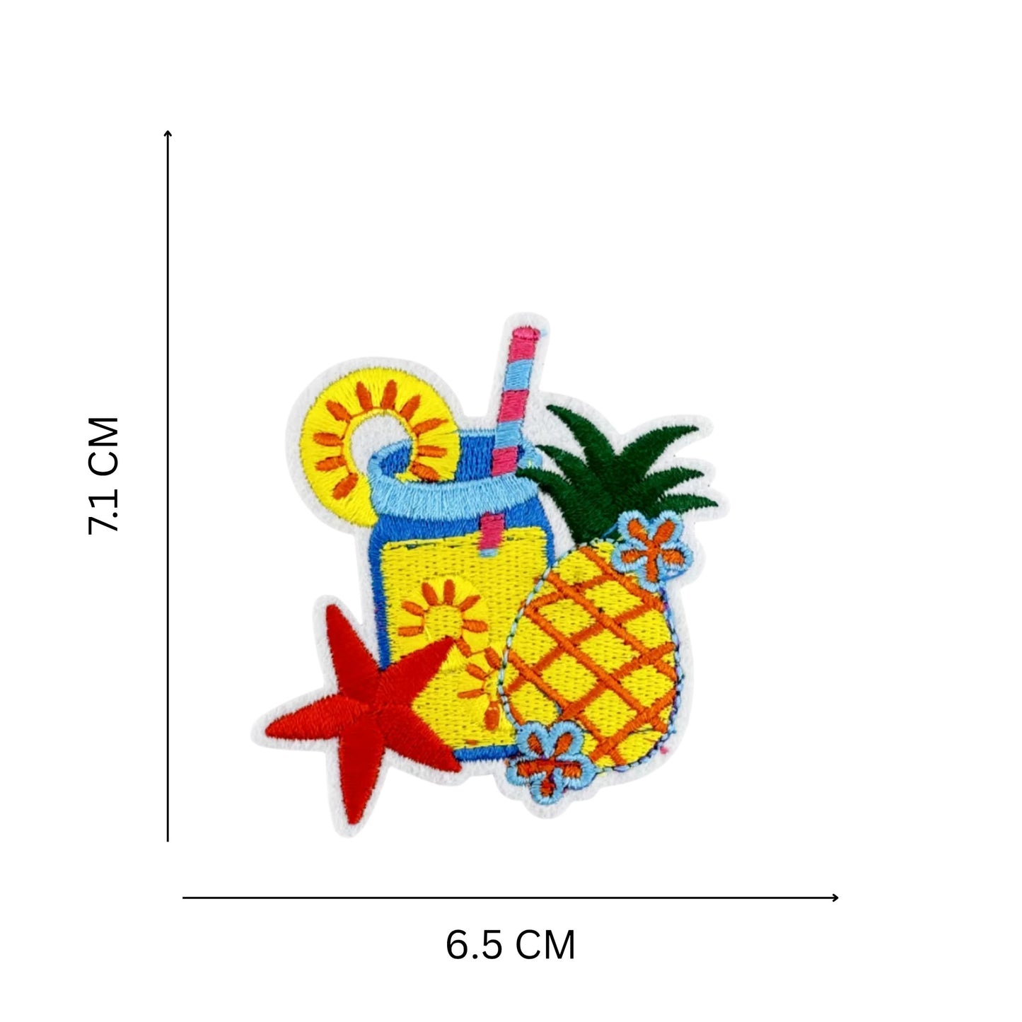 Tropical Drink and Pineapple Embroidered Iron On/ Sew On Patch