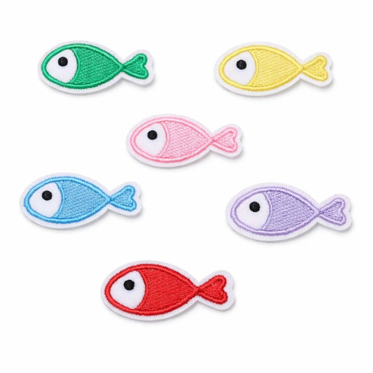 Mini Embroidered Iron On Fish Patches -Set of 6