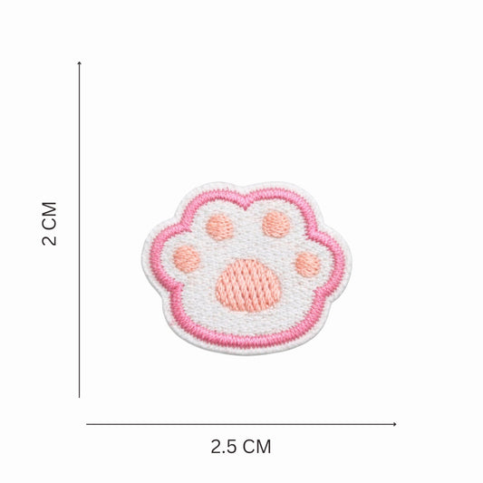 Mini Pink Border Paw Print Embroidered Iron-On Patch