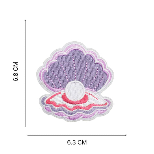 Lilac Mermaid Seashell Patch with Pearl Cute Embroidered Iron On Applique for Clothing and Accessories