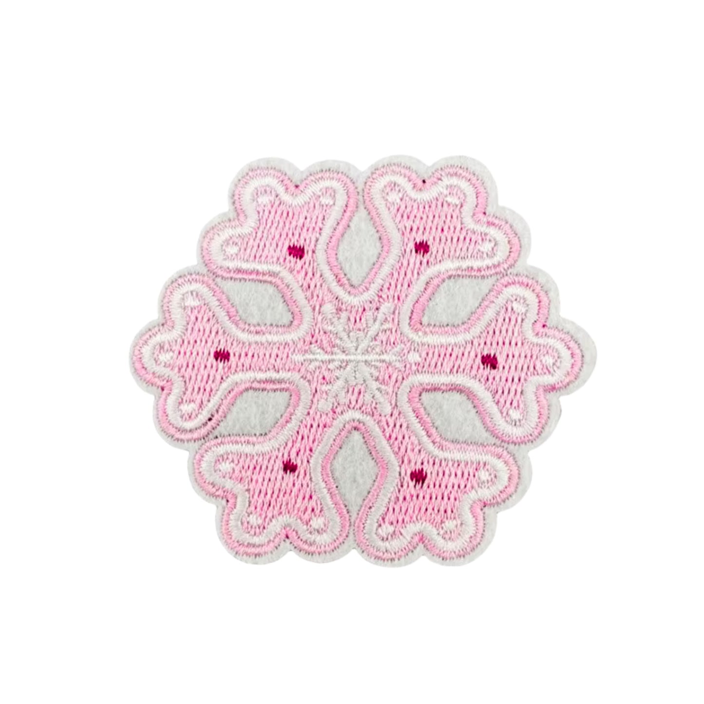Pink Snowflake Iron-On Patch – Embroidered Christmas & Winter Patch
