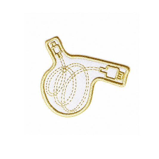 Charging Cord Gold Embroidered Iron On Patch