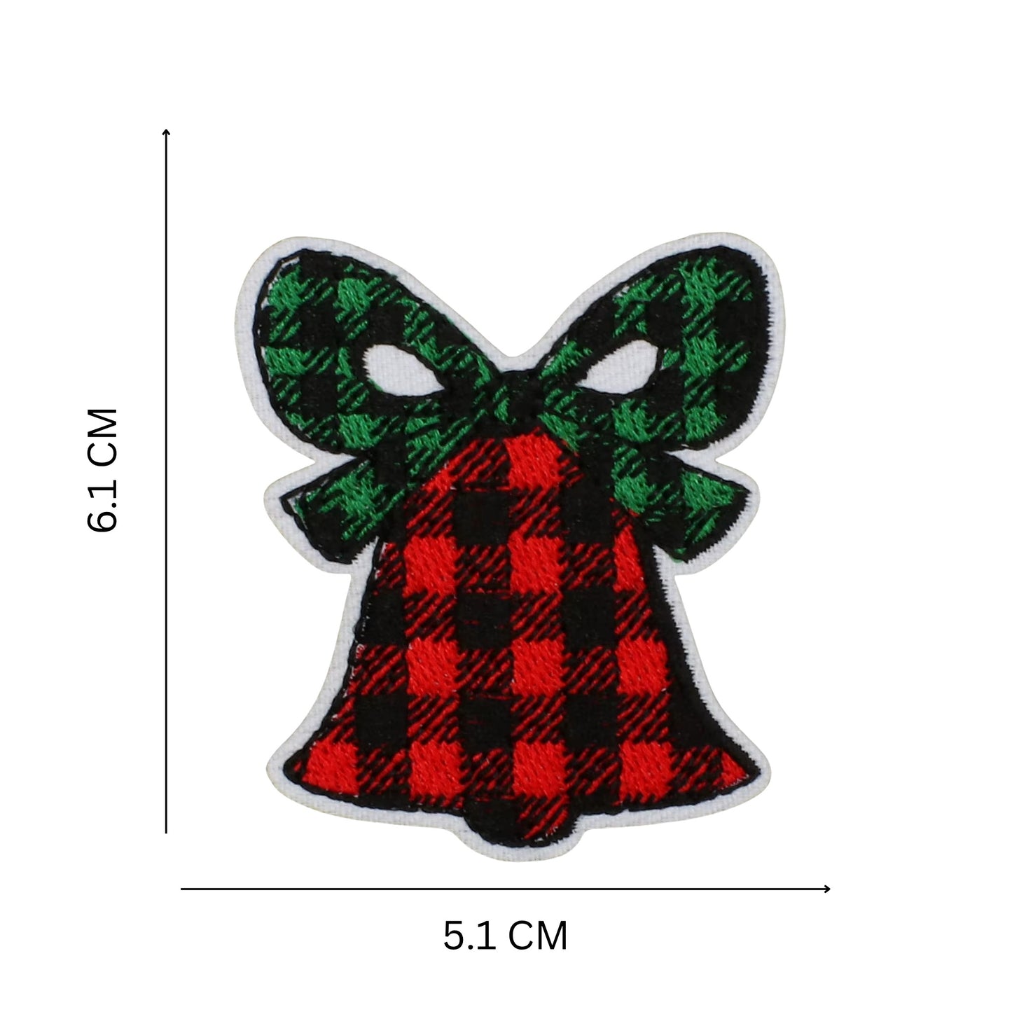 Christmas Iron-On Patches – Red & Green Plaid Embroidered Festive Designs
