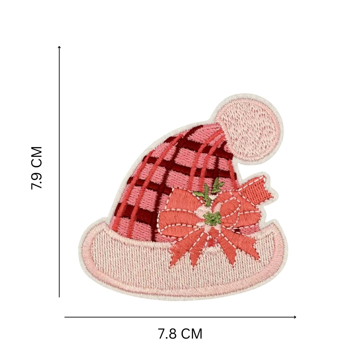Pastel Pink Christmas Hat Embroidered Patch