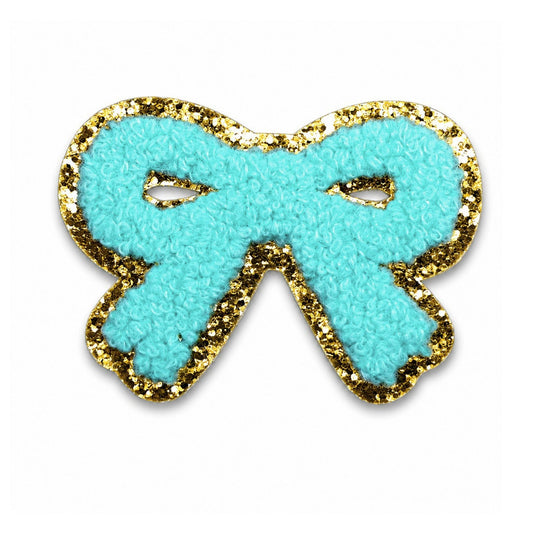 Mint Green Bow Chenille Iron On Patch
