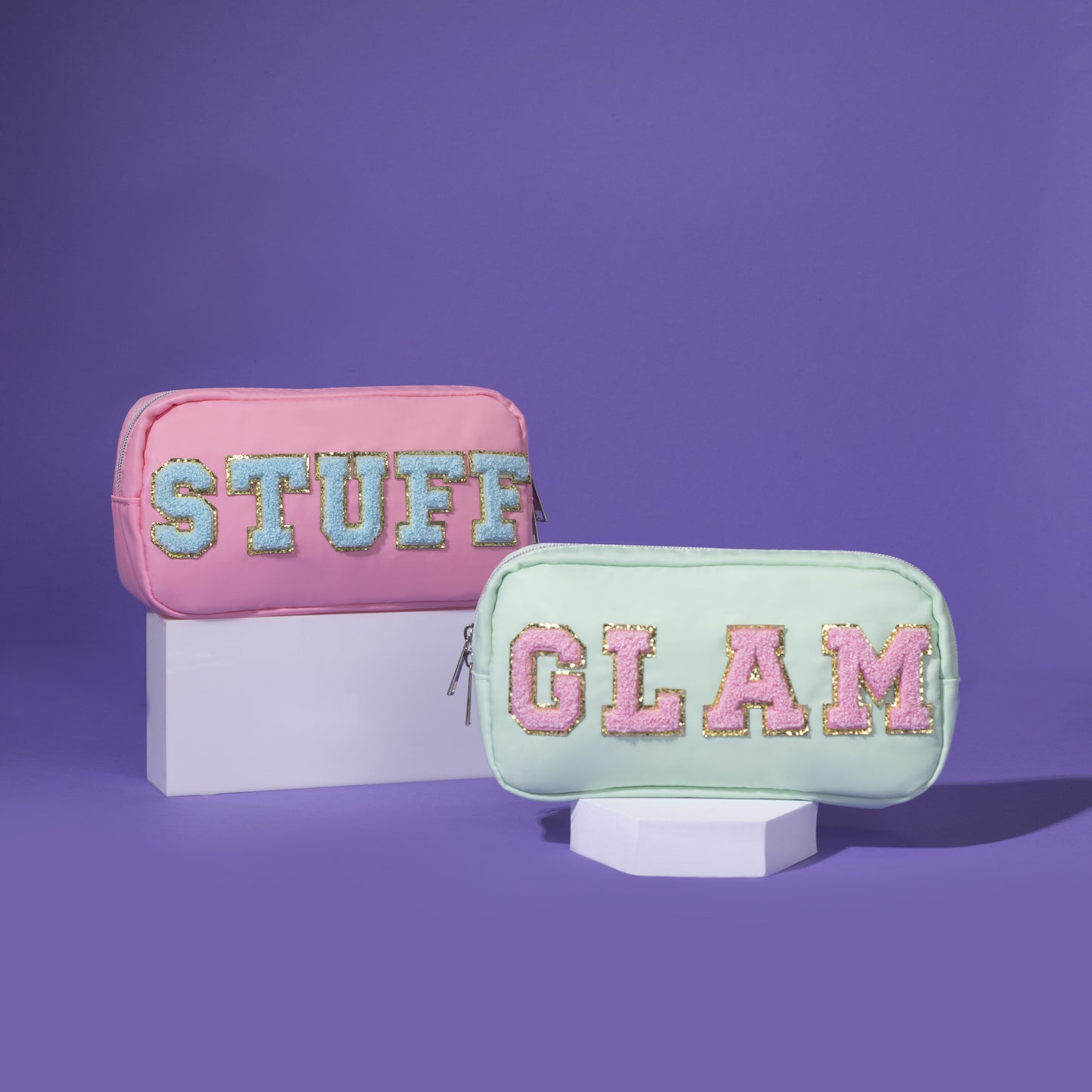 Ready-Made Medium Pouch with ''GLAM'' Patch, Perfect as a Gift or Return Favor