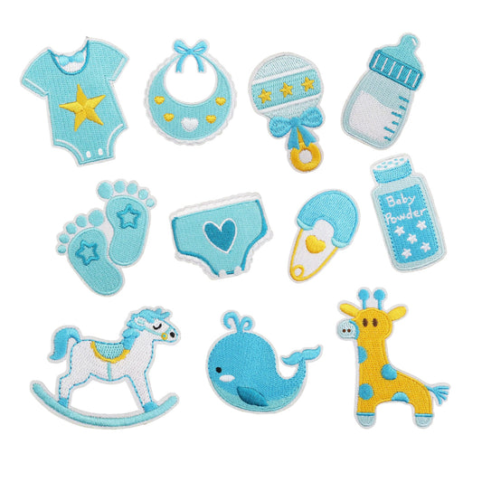 Nursery Dreams Embroidered Iron On Patch Set - Pastel Blue