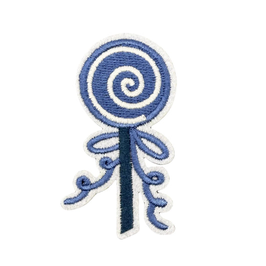 Blue Candy Lollipop Embroidered Iron-On Patch – Winter Christmas DIY Patch for Clothes & Accessories