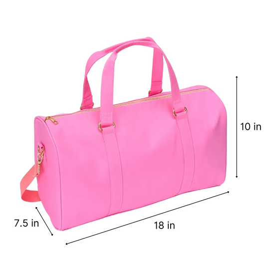 Nylon Duffle Bag – Spacious and Versatile, Personalizable with Letter and Fun Patches ''Pink''
