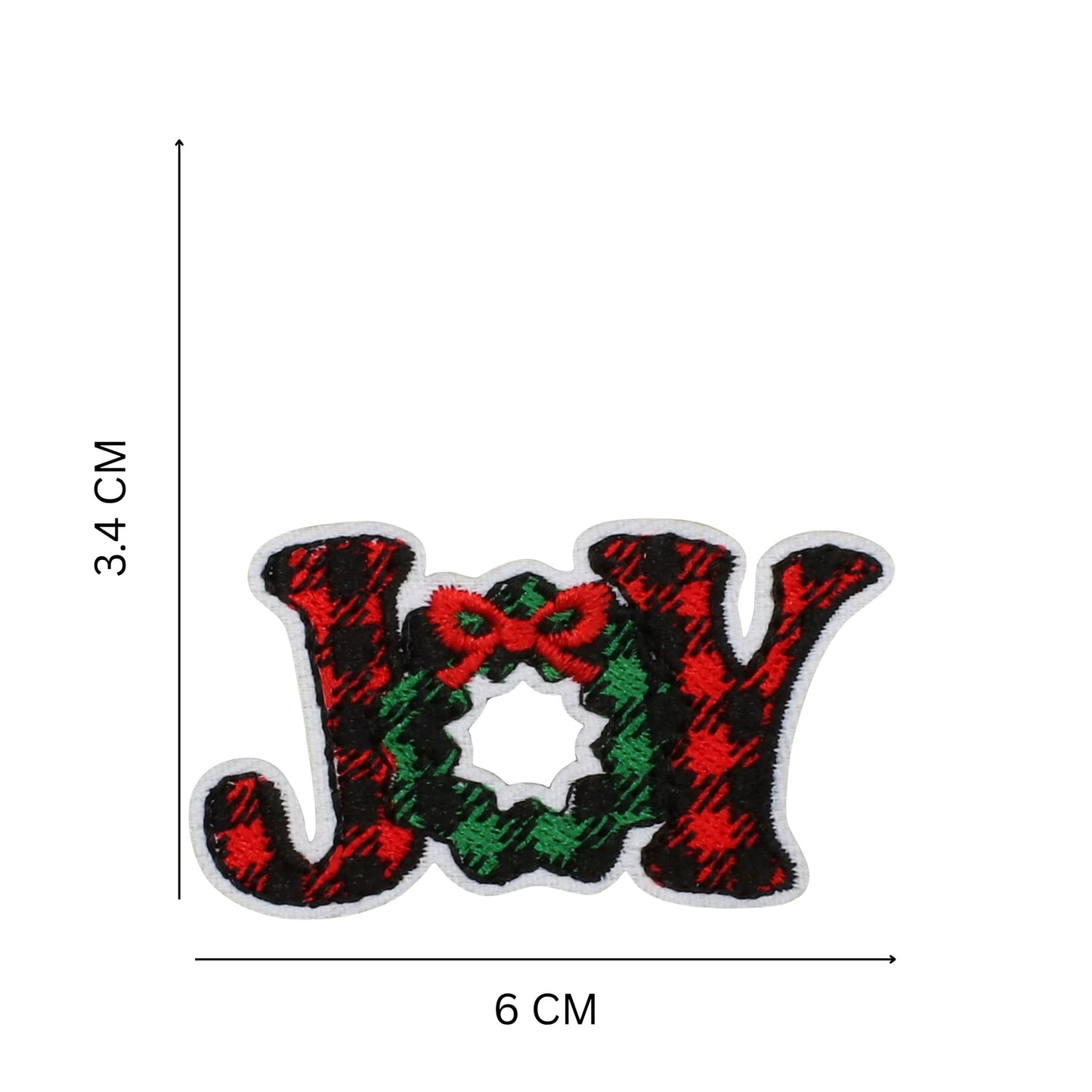 Christmas Iron-On Patches – Red & Green Plaid Embroidered Festive Designs