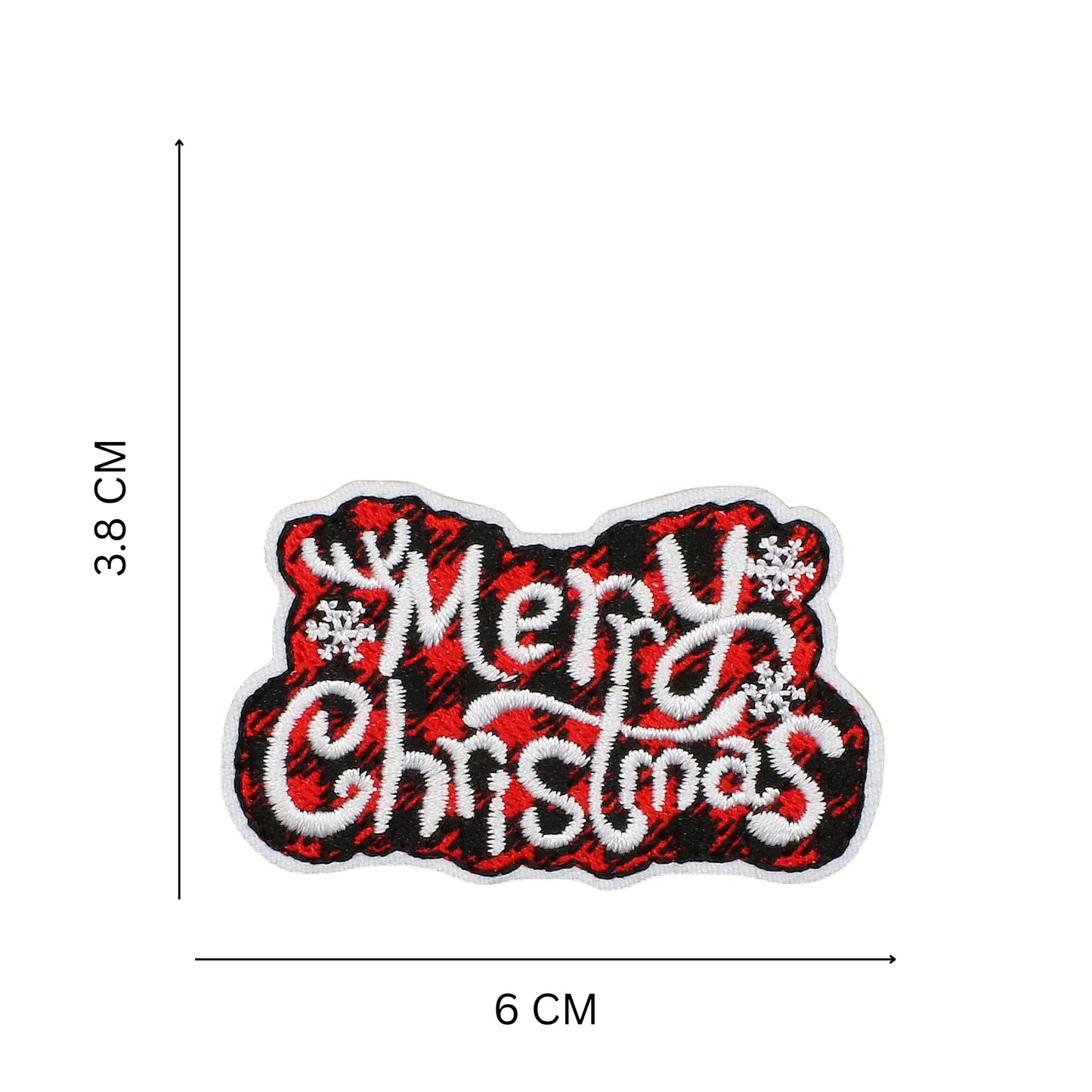 Christmas Iron-On Patches – Red & Green Plaid Embroidered Festive Designs